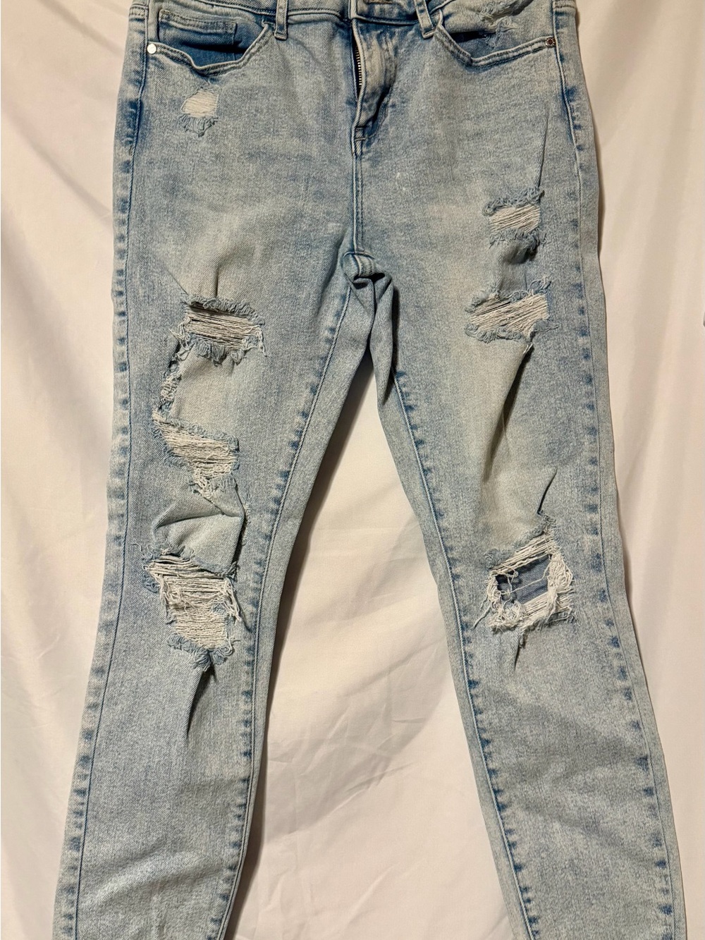 Guess Light Blue Distressed Skinny Jeans